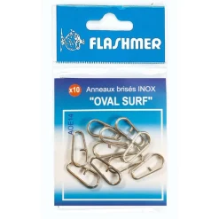 FLASHMER Montages / Hameçons-Anneau Ovale Surf Casting Inox X10