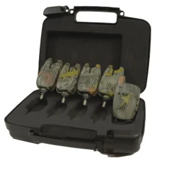 MACK2 Détection-Coffret 4 Détecteurs + Centrale Carp Addict Camo (Vert, Rouge, Jaune et Bleu)