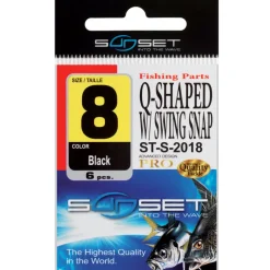 SUNSET Montages / Hameçons-Emerillons agrafes q-shaped w/ swing snap (x6)