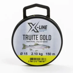 X-LINE Tresses, Nylons, Fluorocarbones-Fil nylon jaune fluo truite gold 150 m