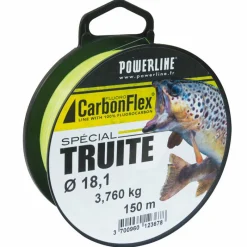 POWERLINE Tresses, Nylons, Fluorocarbones-Fluorocarbone Carbonflex Spécial Truite Vert/Blanc 150m