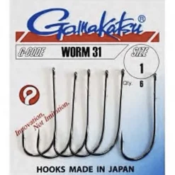 GAMAKATSU Montages / Hameçons-Worm 31 Hooks Black