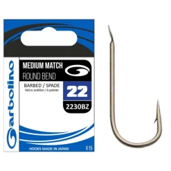 GARBOLINO Hameçons-Hameçon non monté medium match round bend 2230bz (x15)