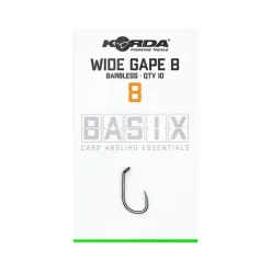 KORDA Découverte Pêche À La Carpe|Acc.Montages/Hameçons-Hameçons basix wide gape barbless (x10)