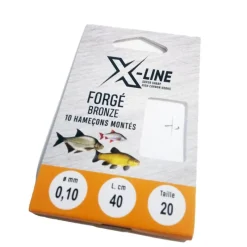 X-LINE Hameçons|Hameçons / Bas De Ligne Feeder-Hameçons montés coup x line forgé bronzé 40cm (x10)