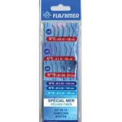 FLASHMER Bas De Lignes / Lignes Montées|Montages / Hameçons-Kit 15 hamecons montés mer special mer peches fines