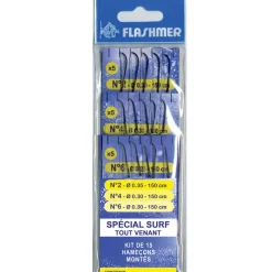 FLASHMER Bas De Lignes / Lignes Montées|Montages / Hameçons-Kit 15 hamecons montés mer special surf gros poissons