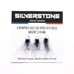 SILVER STONE Mouches-Kit 3 nymphes jigs tag rose h12 bille argent tung 3,8 mm