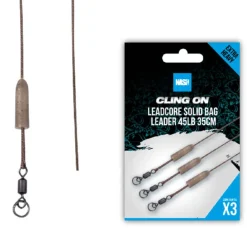 NASH Acc.Montages/Hameçons-Leadcore Ready Tied Leadcore Solid Bag Leader 35cm