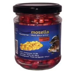 MOSELLA Appâts / Amorces-Mais Fraise Pot en Verre 212 ML