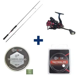 EVOK Packs Et Ensembles-Pack Canne Invictus V2 2.26m, 3-10g + Moulinet Invictus 2500Fd + Tresse + Fluorocarbone