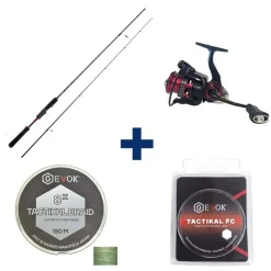 EVOK Packs Et Ensembles-Pack Canne Invictus V2 2.01m, 3-10g + Moulinet Invictus 2500Fd + Tresse + Fluorocarbone