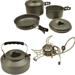 MACK2 Packs|Bivouac/Confort-Pack Cooking Logistik Powerful Stove + Logistik Kettle + Logistik Cookware Set