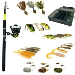 PACIFICPECHE Découverte Pêche Du Carnassier|Packs Et Ensembles-Pack Prêt à Pêcher Brochet Bzone Striker Telespin 240MH 10-40g + Moulinet + Nylon + Leurres + Boites
