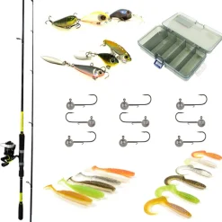 PACIFICPECHE Découverte Pêche Du Carnassier|Packs Et Ensembles-Pack Prêt à Pêcher Perche Bzone Striker 210M 5-21g + Moulinet + Nylon + Leurres + Boites