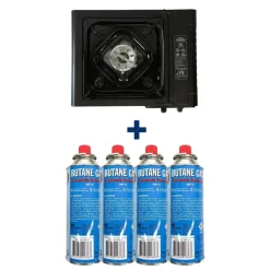 TEAM CARPFISHING Packs-Pack Rechaud + 4 Cartouches de Gaz