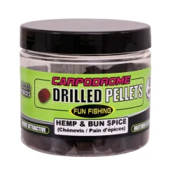 FUN FISHING Appâts / Amorces-Pellets percés FunFishing Drilled Pellets 8mm (pot de 80g) chénevis/pan d'épices