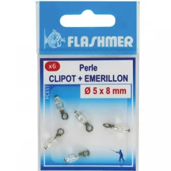 FLASHMER Montages / Hameçons-Perle clipot avec émerillon (x6)