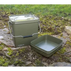 TRAKKER Amorçage/Propulsion|Bagagerie/Rangement-Seau carpe olive square bucket