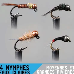 GARBOLINO Leurres À Truite-Set Nymphe x4 - moyennes et grandes rivières / eaux claires
