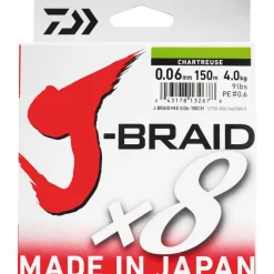 DAIWA Tresses, Nylons, Fluorocarbones|Tresses, Nylons, Fluorocarbones-Tresse J-Braid x8 Chartreuse 150m