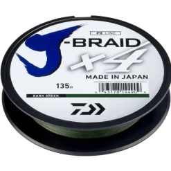 DAIWA Tresses, Nylons, Fluorocarbones|Tresses, Nylons, Fluorocarbones-Tresse J-Braid x4 Verte 135m